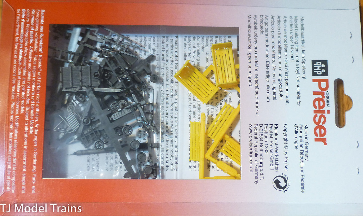 Preiser HO #17112 Postal Carts Plastic Kits (1:87th Scale)