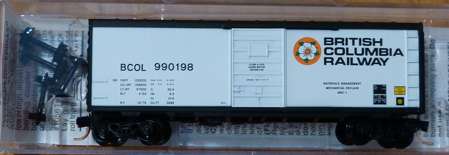 Micro-Trains Line #07300060 British Columbia Railway 40' Boxcar Rd #990198