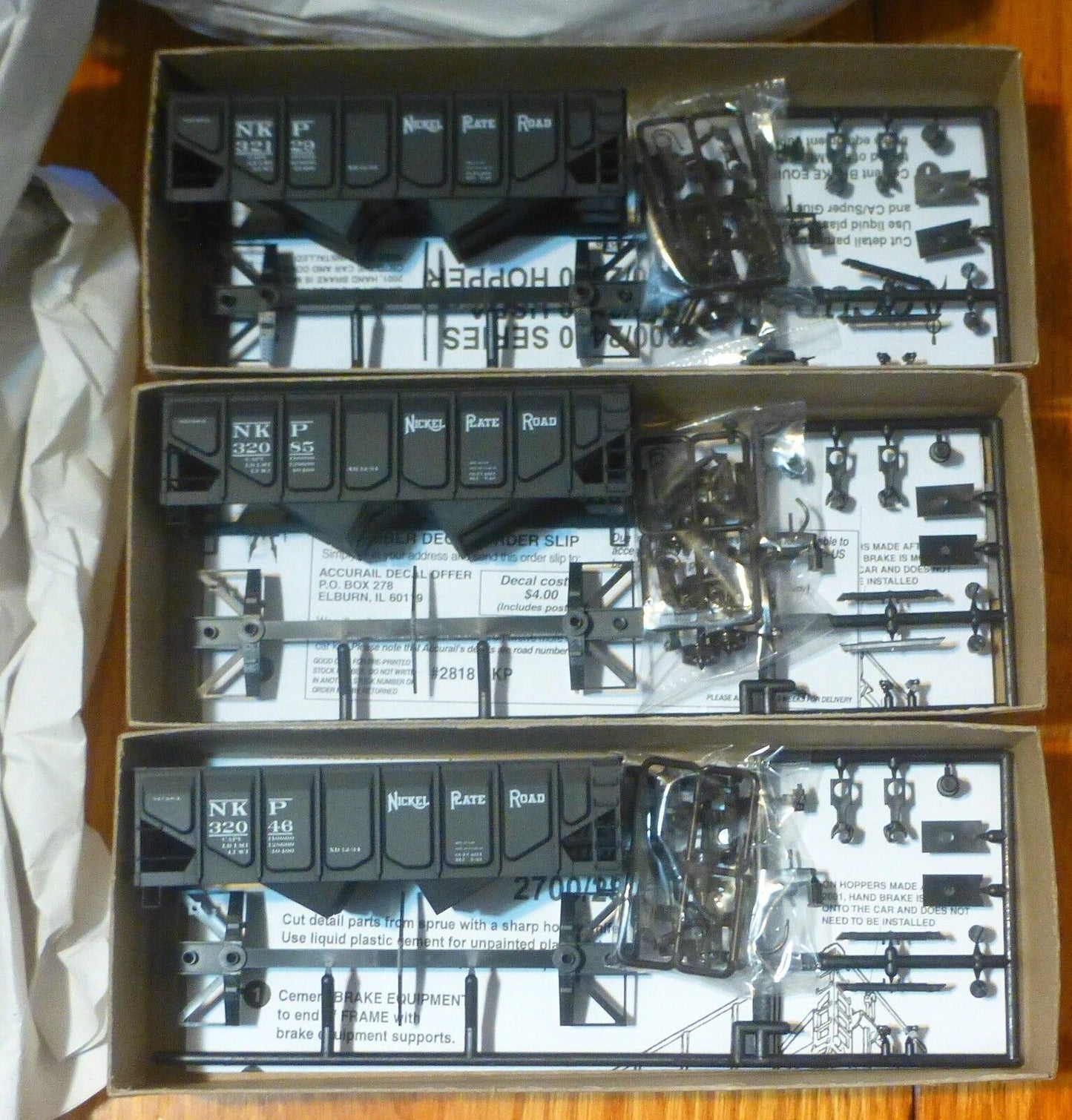 Accurail HO #28184 (3-Pack) 55-Ton Panel-Side 2-Bay Hopper 3-Pack - Kit -- NKP