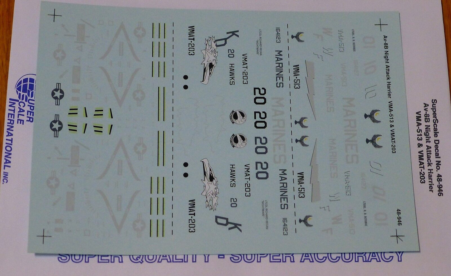 Microscale Decal 1:48 Scale #48-946 / Av-8B Night Attack Harrier: VMA-513 & VMAT