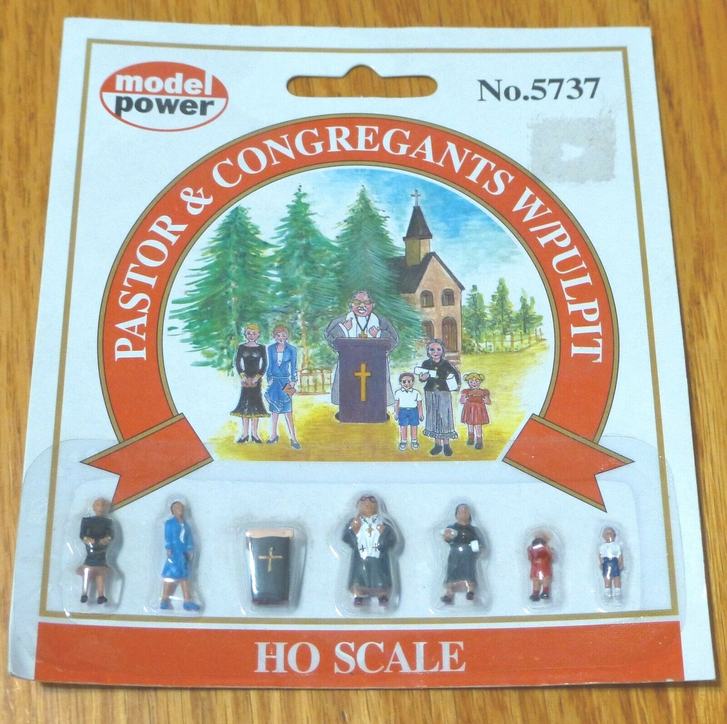 Model Power #5737 Religious Figures pkg(6) -- Pastor w/Pulpit & Congregants