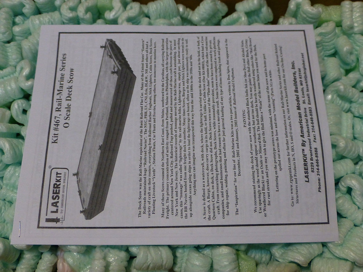 American Model Builders O #467 LaserKit(R) Deck Scow Kit -- 24 x 7-1/2 x 3-1/4"