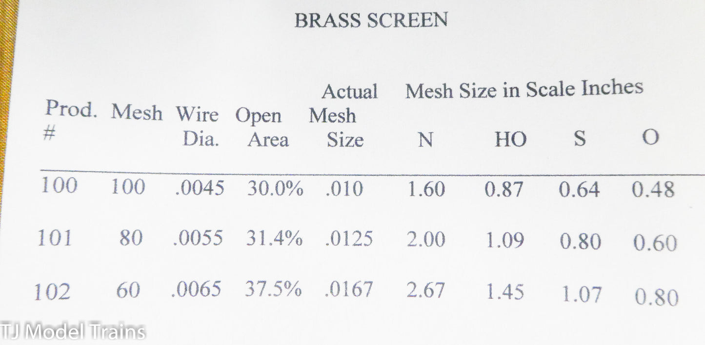 Franklin Models #100 Brass Screen (100 Mesh)