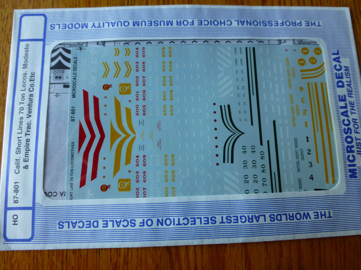 Microscale Decal HO #87-801 Calif. Short Lines 70 Ton Locos - Modesto & Empire