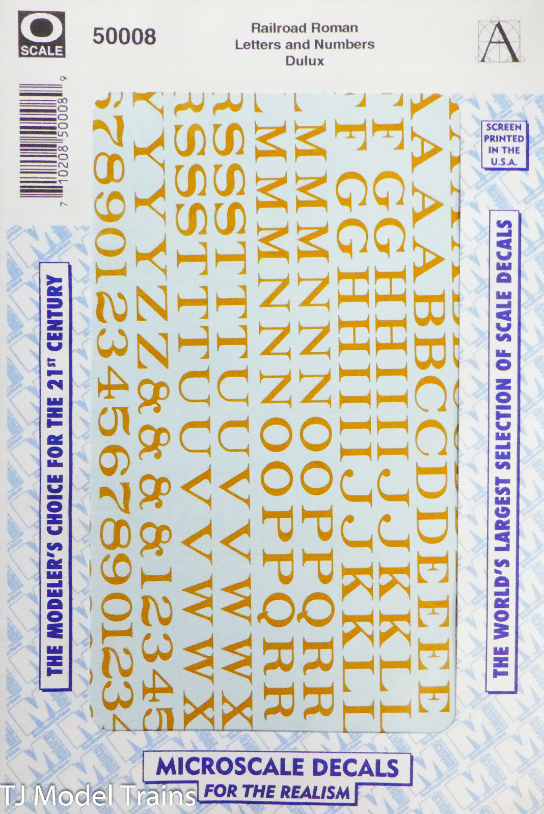 Microscale Decal O #50008 Alphabets / Numbers - Railroad Roman - Dulux