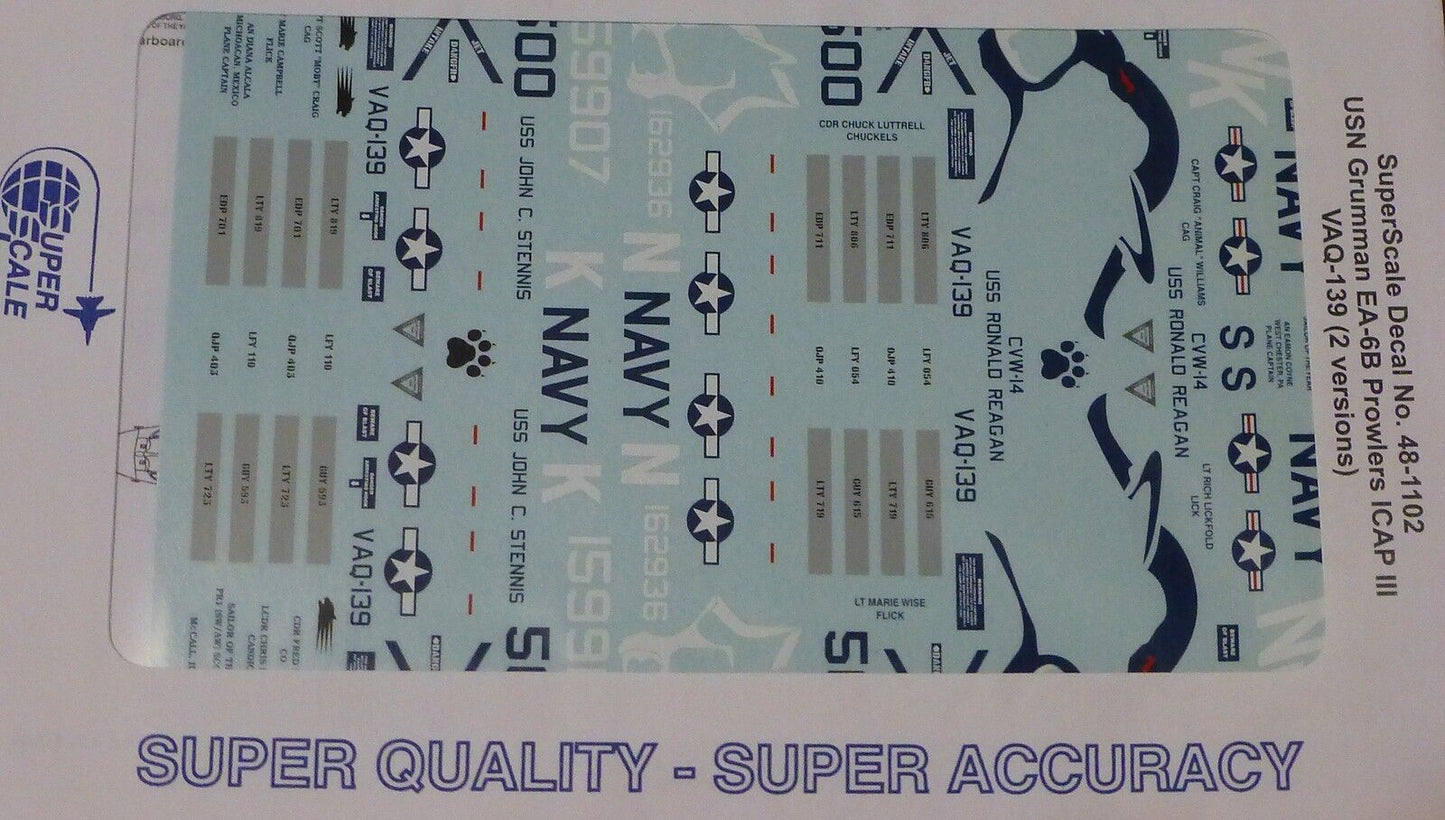 Microscale Decal 1:48 Scale #48-1102 / USN Grumman EA-6B Prowlers: ICAP III, VAQ