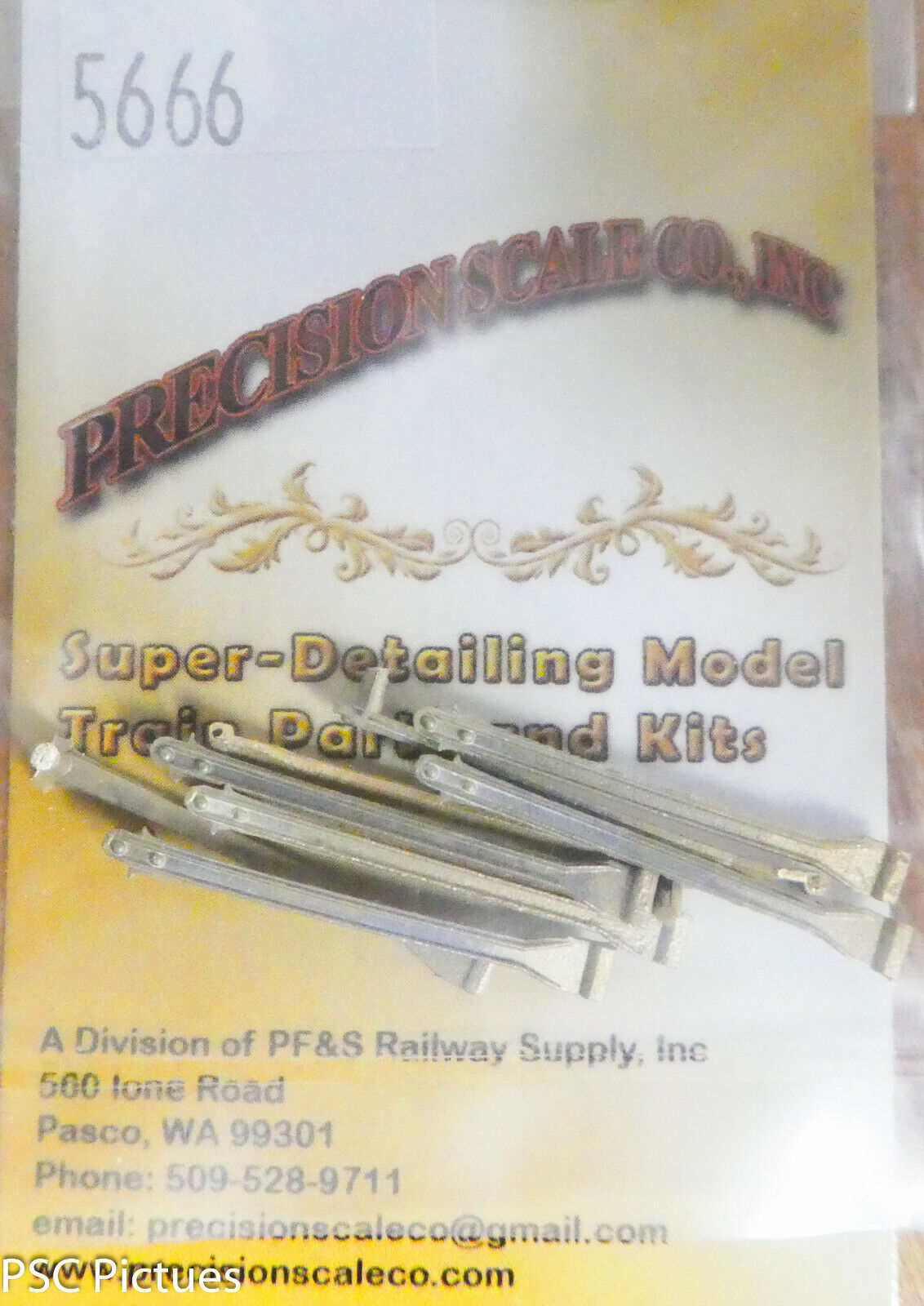 Precision Scale O #5666 Stanchions, .025" Core, Internediate EMD (8 Brass Parts)