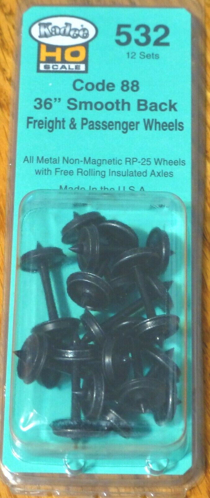 Kadee HO Scale #532 Code 88 36" Smooth Back Freight & Passenger Wheels (12)