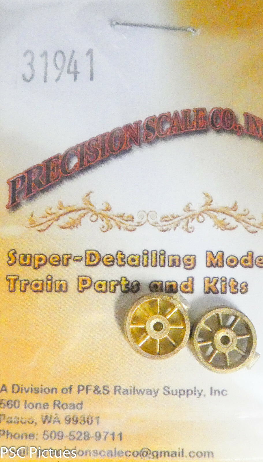 Precision Scale HO #31941 Wheel Centers, 8-Spoke, 33", Unmachined (Brass)