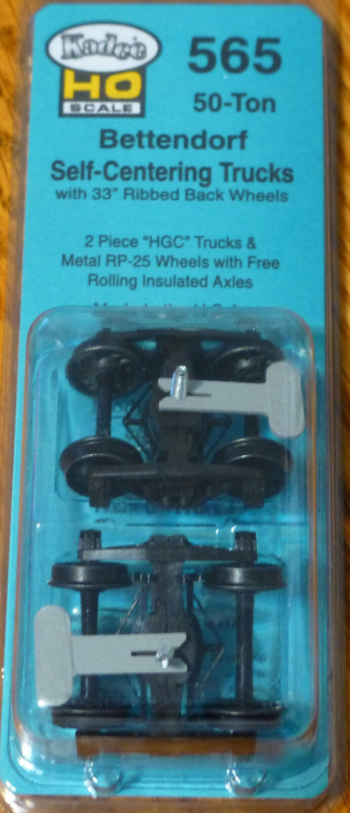 Kadee HO #565 Bettendorf 50-Ton w/33" Ribbed Back Wheels Self-Centering (2)