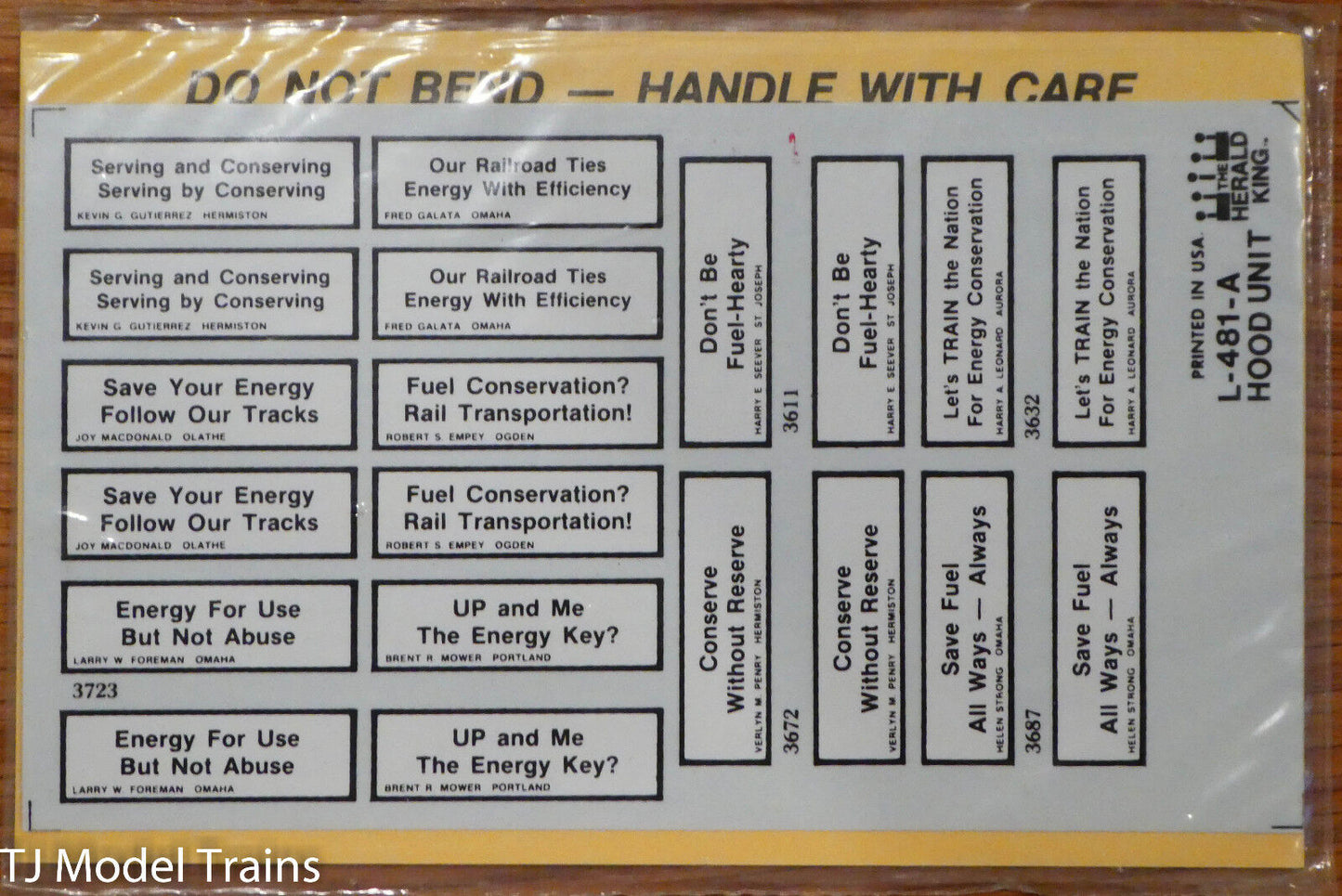 Herald King Decal #L-481-A Union Pacific SD40-2 Slogans (1981) Black & White