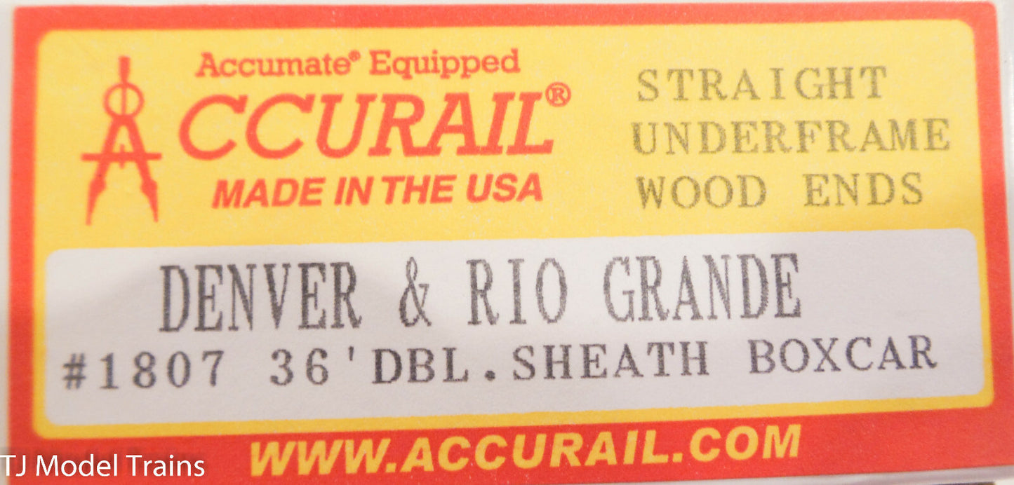Accurail HO #1807 Denver & Rio Grande 36' DBL Sheath Boxcar Strt. Underframe