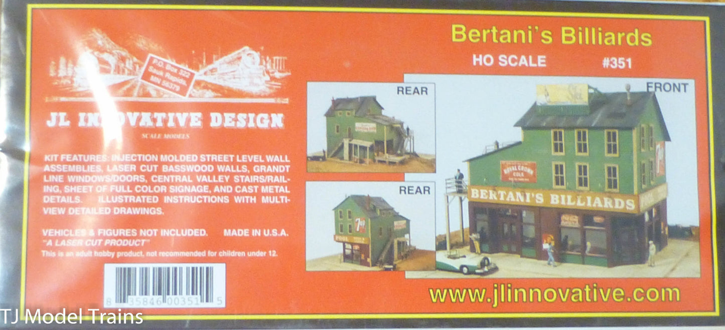 JL Innovative Design HO #351 Bertani's Billiards / Building Kit Form