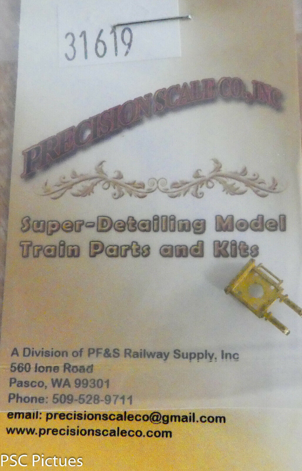 Precision Scale HO #31619 Bracket, Headlight, w/Number Board, 1 Grab Iron(Brass)