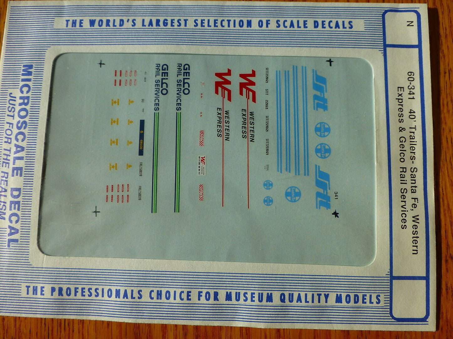 Microscale Decal N #60-341 ATSF/Gelco Rail Services/Western Express -- 40' Trai