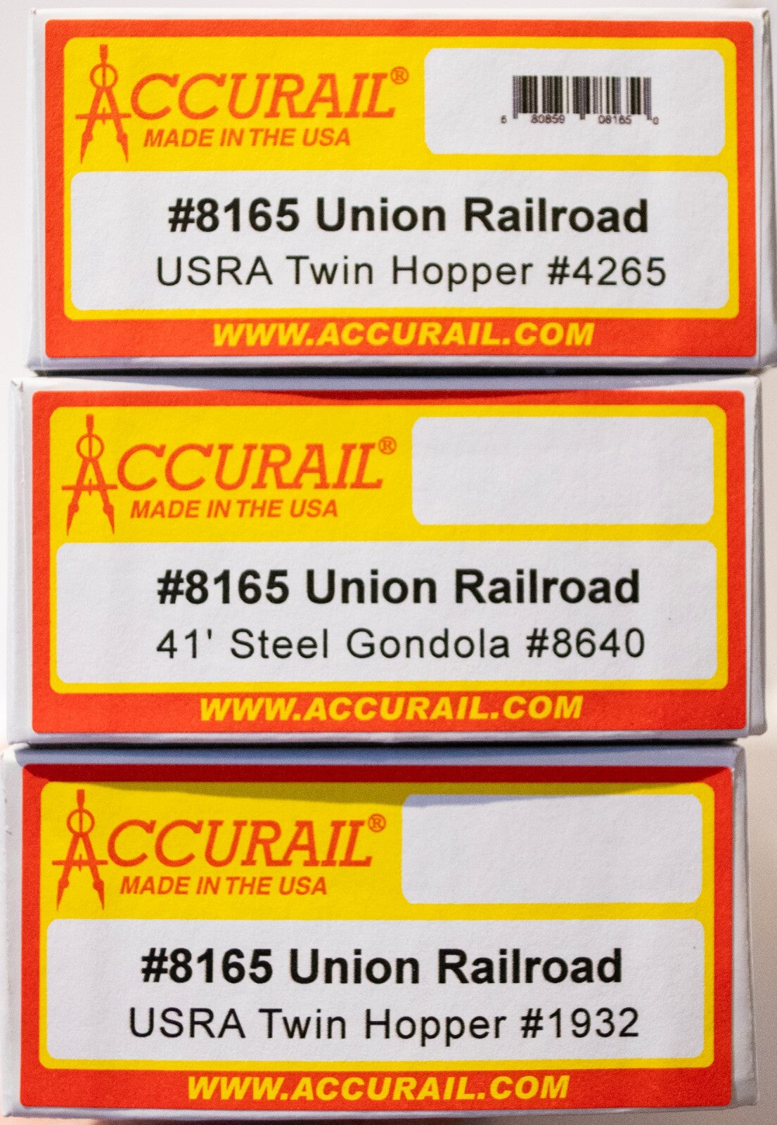 Accurail HO #8165 (3Pack) 2 USRA 55-Ton 2-Bay Hoppers & AAR 41' Gondola - Kit --