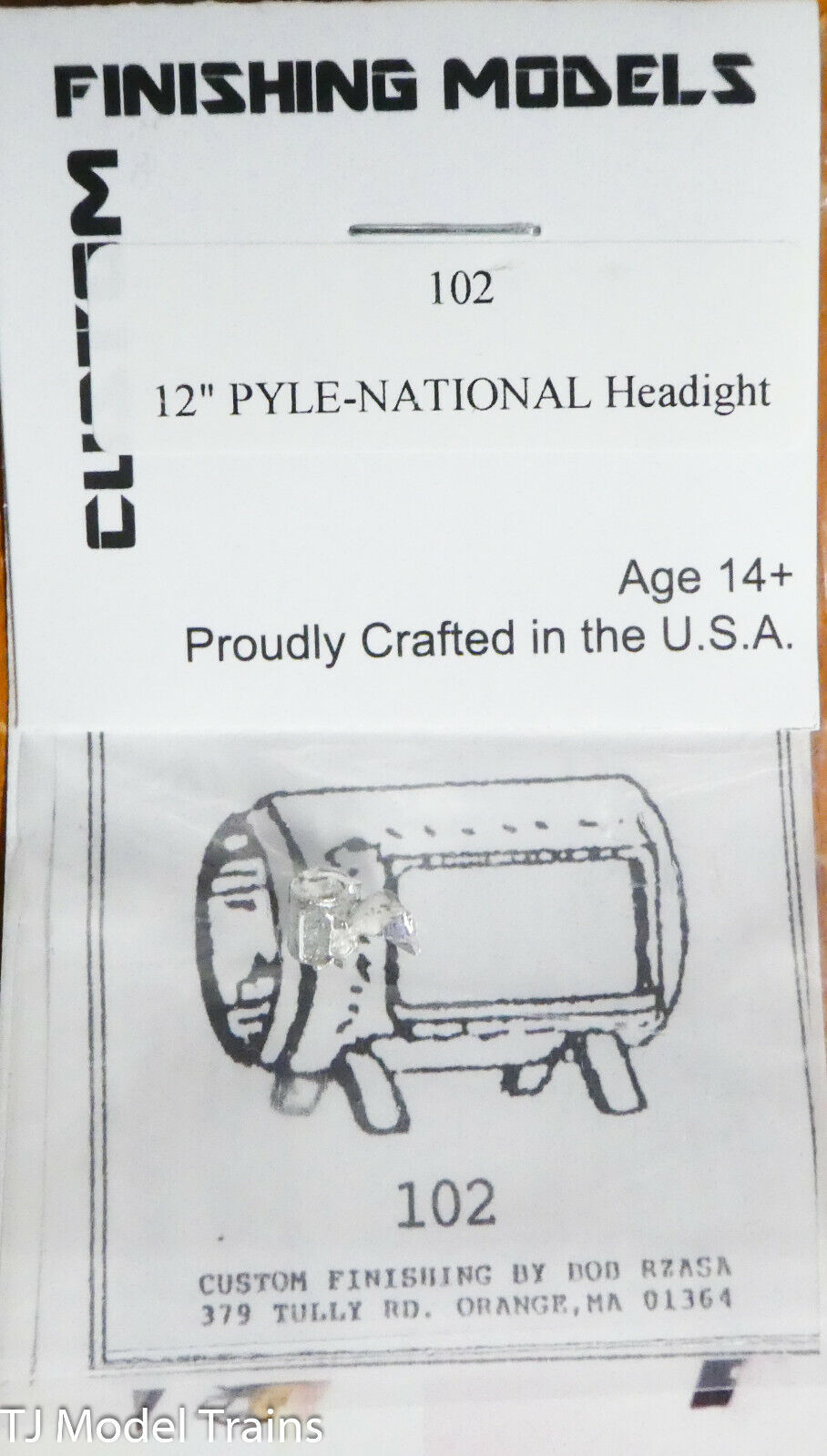 Custom Finishing Models HO #102 (12" Pyle-National Headlight) White Metal