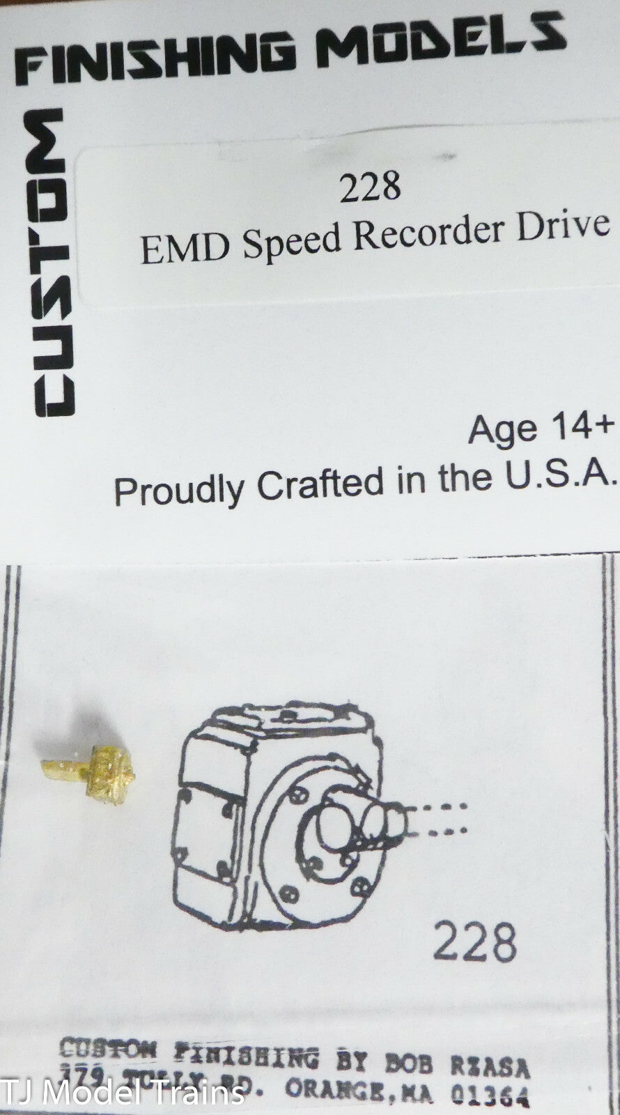 Custom Finishing Models HO #228 EMD Speed Recorder Drive (Brass Casting)