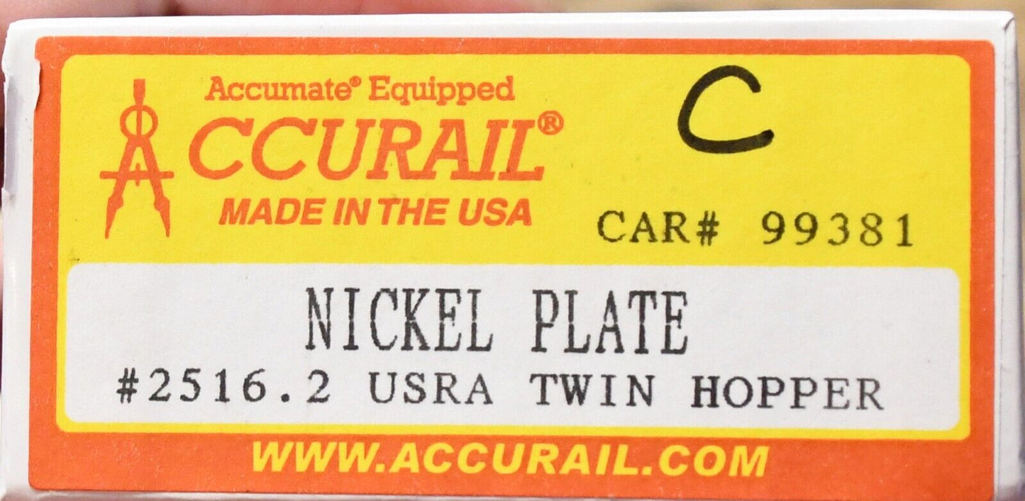 Accurail HO #2516.2 C (Rd #99381) USRA Twin Hopper, Nickel Plate