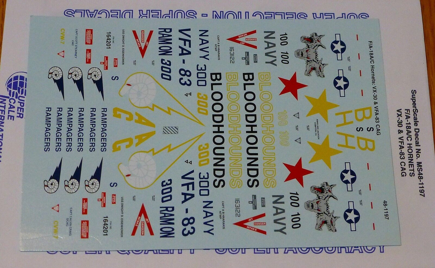 Microscale Decal 1:48 Scale #MS48-1197 F/A-18C Hornets: VX-30 & VFA-83 CAG