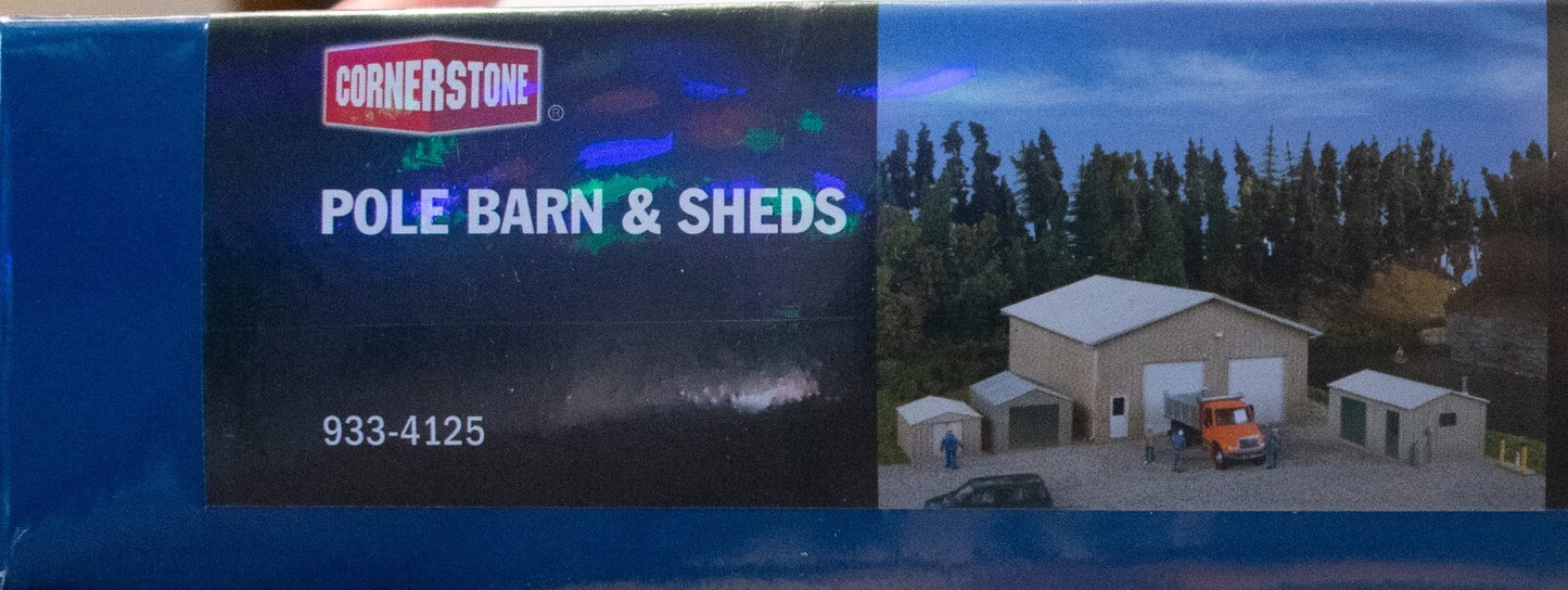 Walthers HO #933-4125 Pole Barn and Sheds -- Kit - Set of Four Buildings