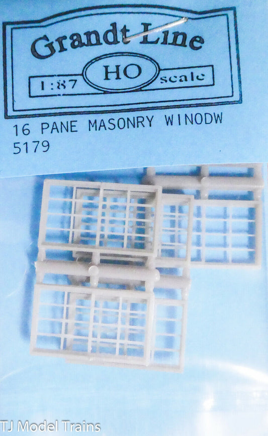 Grandt Line HO #5179 Masonry Winow 16 Pane(6pcs) Plastic (1:87th Scale)