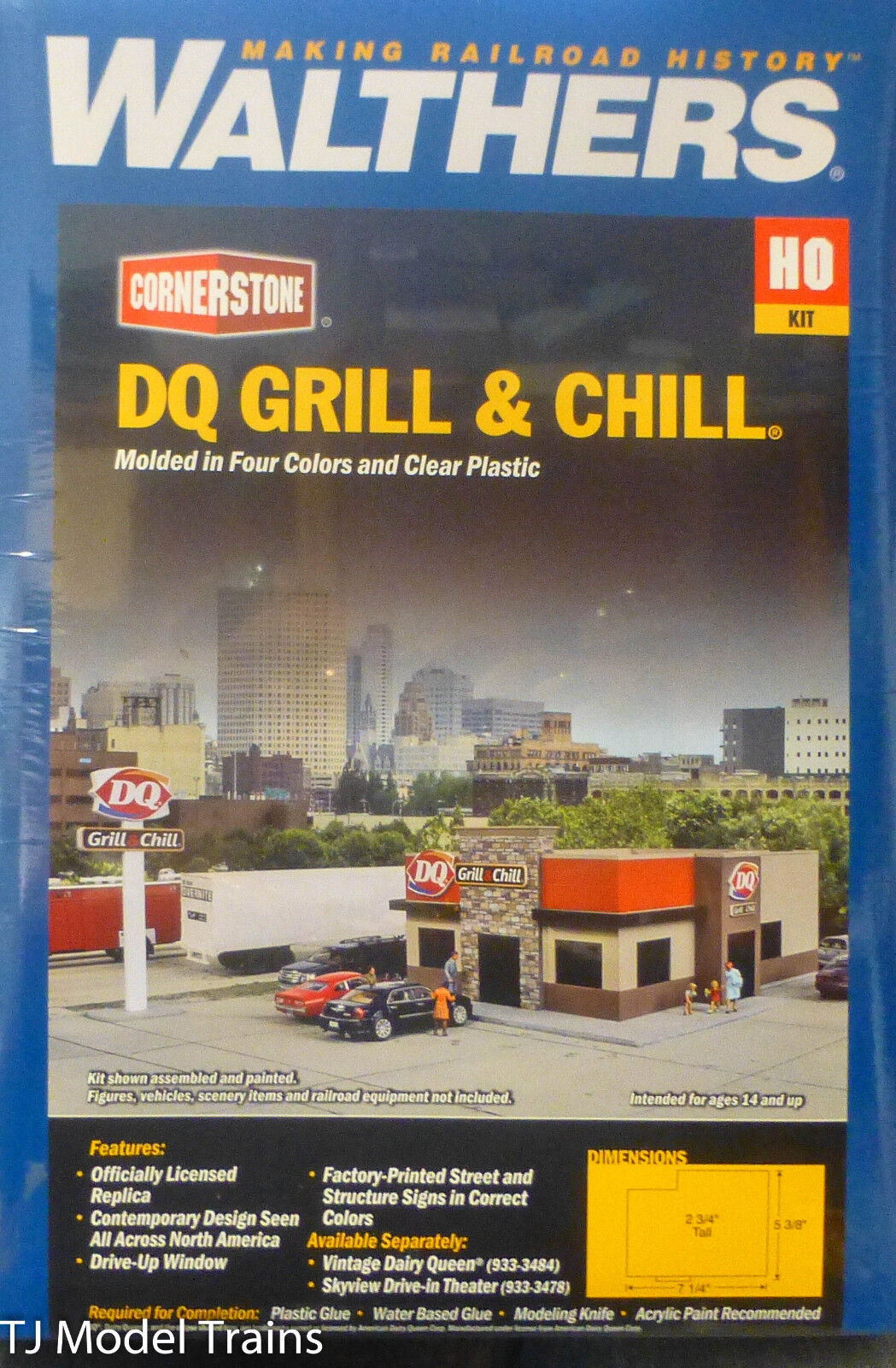 Walthers HO #933-3485 Dairy Queen(R) Grill & Chill(R) Kit -7-1/4 x 5-3/8 x 2-3/4