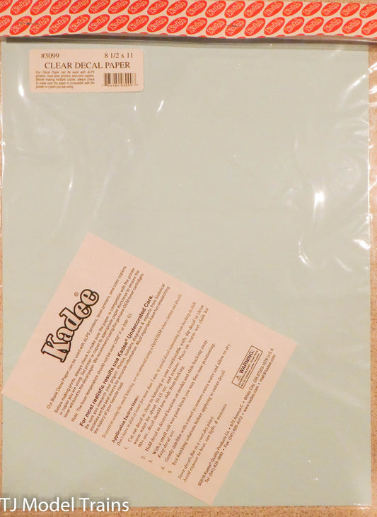 Kadee #3099 Decal Paper 8-1/2 x 11" -- Clear