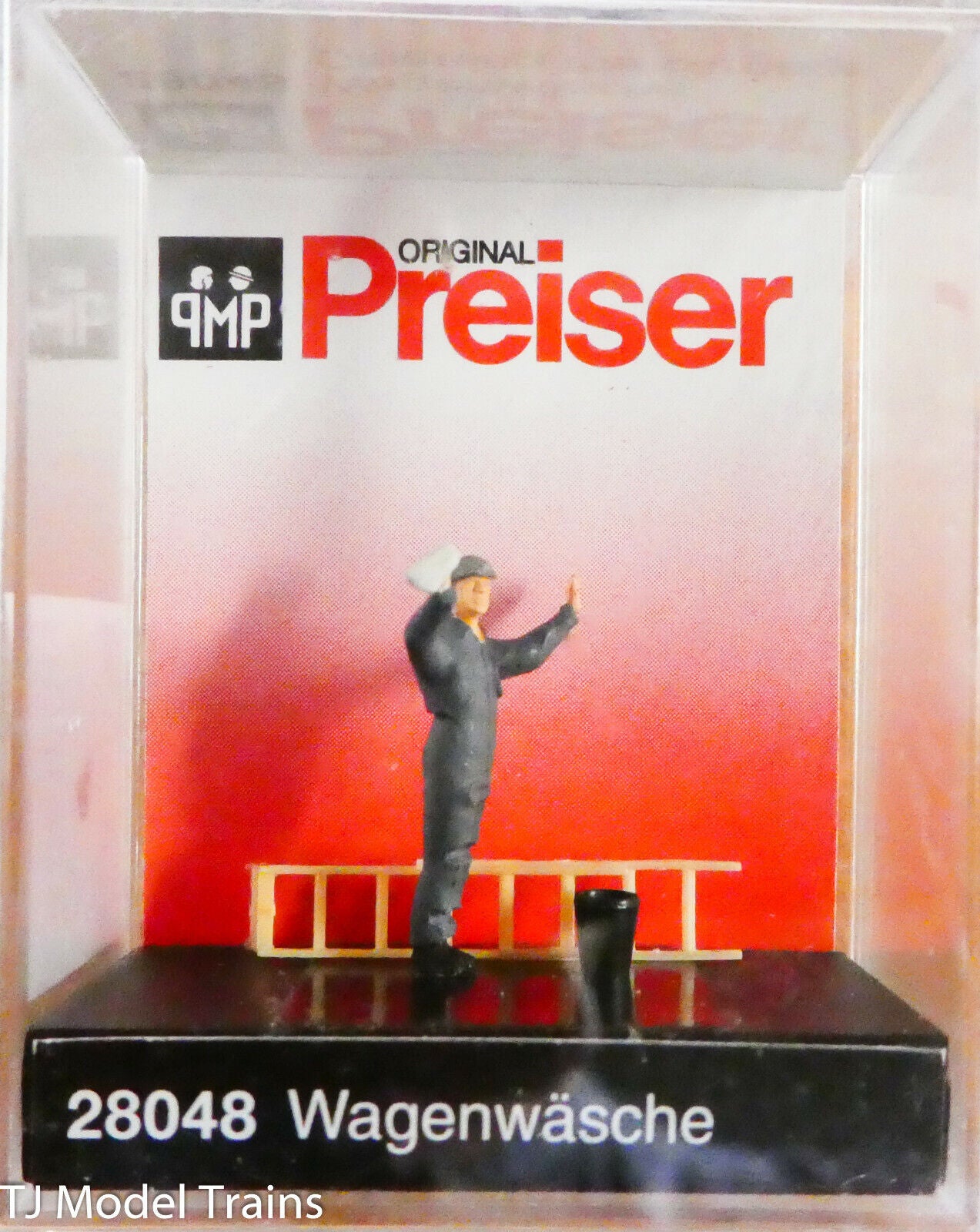 Preiser HO #28048 Railroad Personnel -- Passenger Car Window Washer w/Ladder