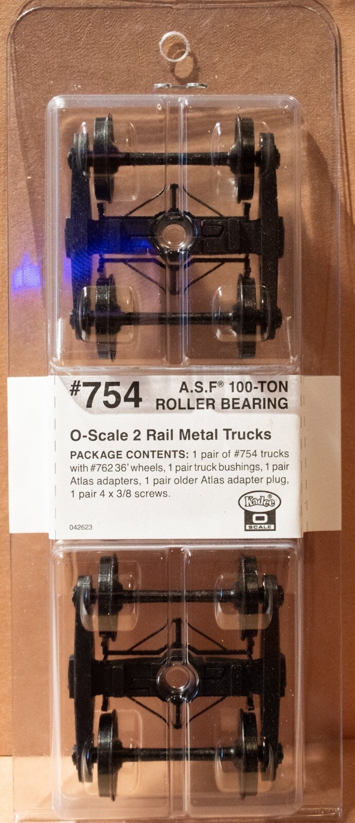 Kadee #754 2 Rail A.S.F 100-ton Roller Bearing Metal Trucks with 36" Smooth Back
