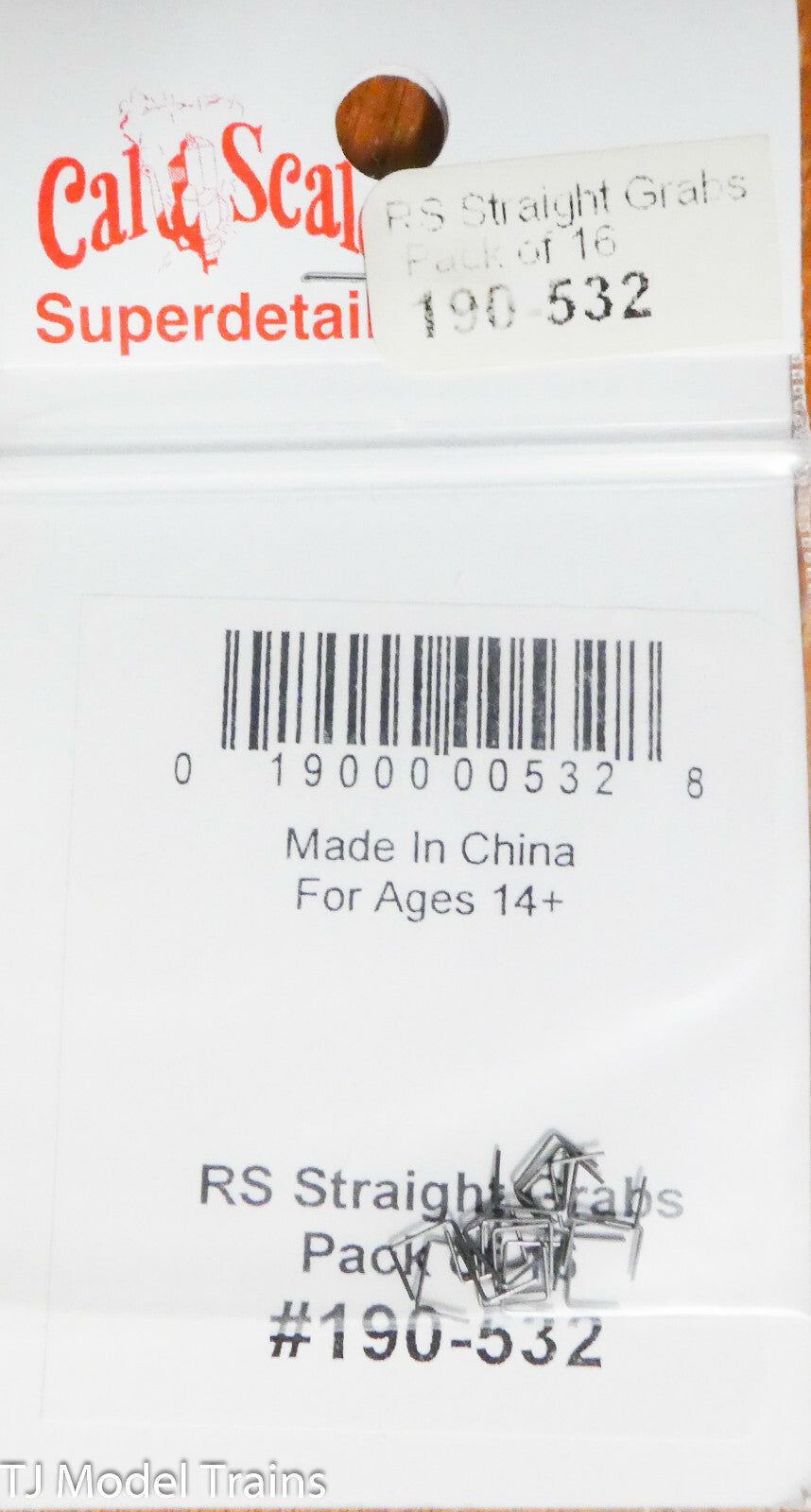 Cal-Scale HO #532 RS Straight Grab Irons (Pack of 16) Metal (HO Scale)