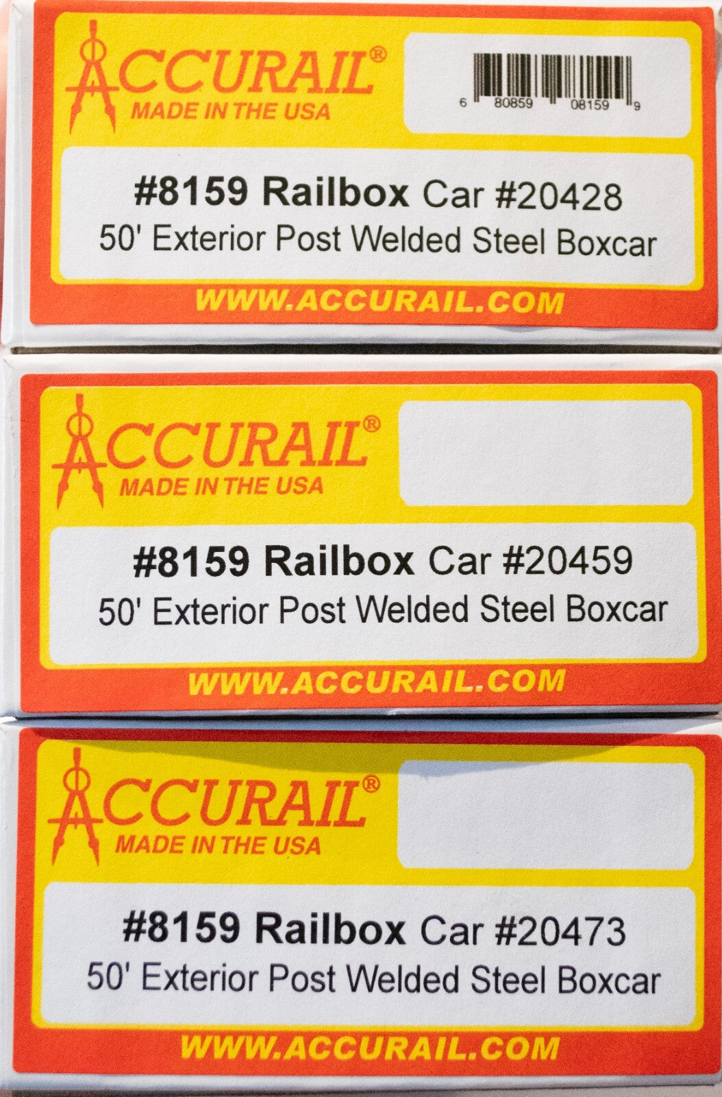 Accurail HO #8159 (3Pck) 50' Exterior-Post Modern Boxcar 3-Pack - Kit -- Railbox