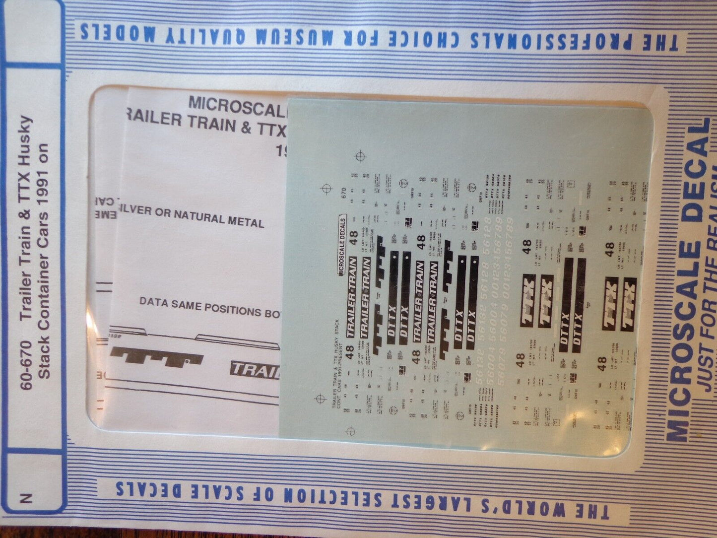 Microscale Decal N #60-670 TTX Freight-Double Stack Car - Husky Stack