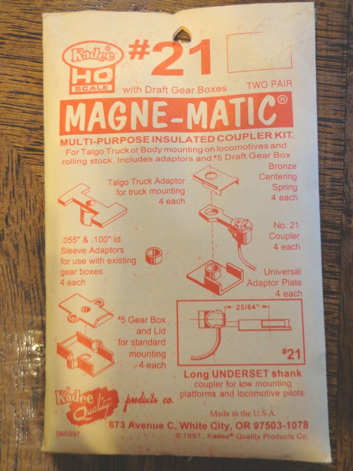 Kadee #21 #0021 / 20 Series Magne-Matic Underset Shank
