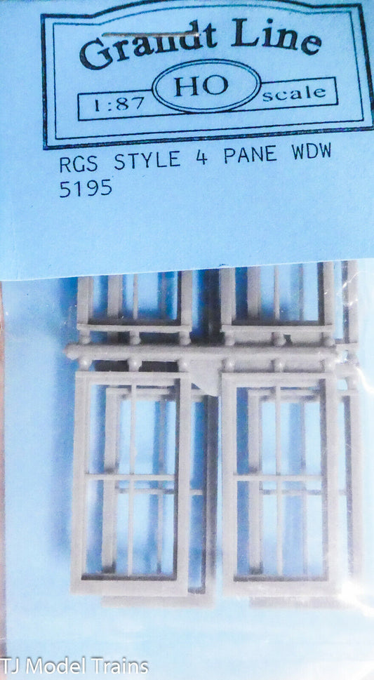 Grandt Line HO #5195 Windows 36x82" 4 Pane/4 (RGS Style Depot) Plastic/1:87th