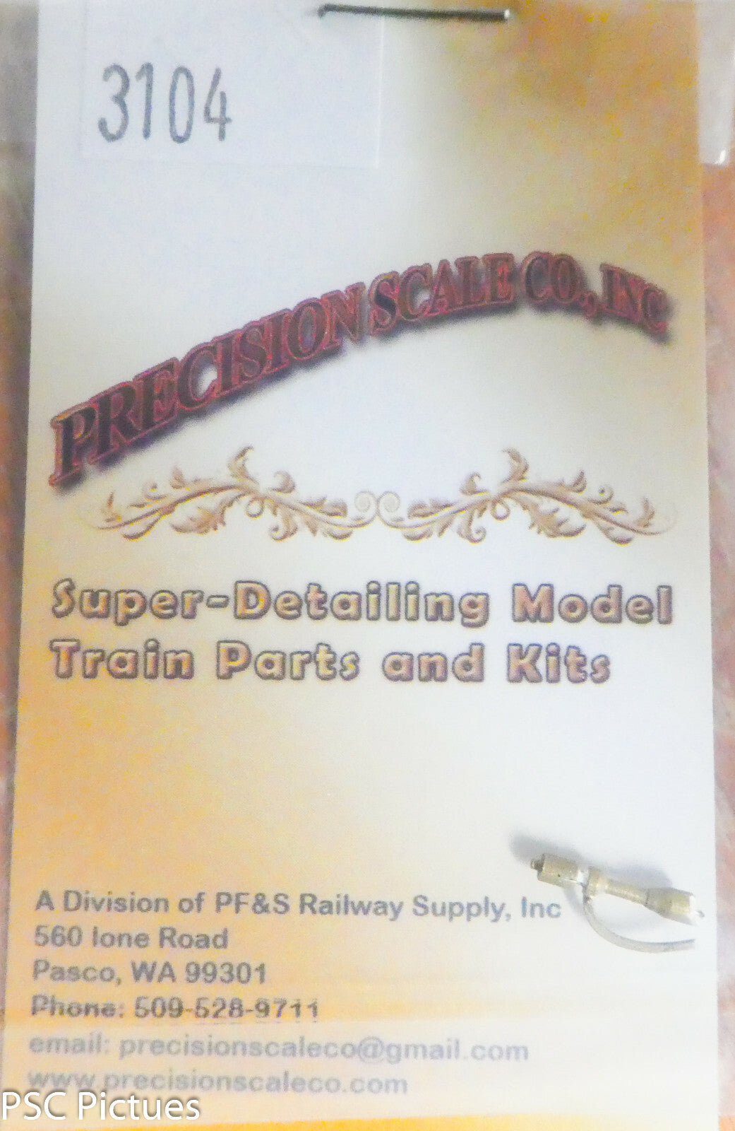 Precision Scale HO #3104 Whistle, Top Mount, Early Baldwin 0-6-0 (Brass)