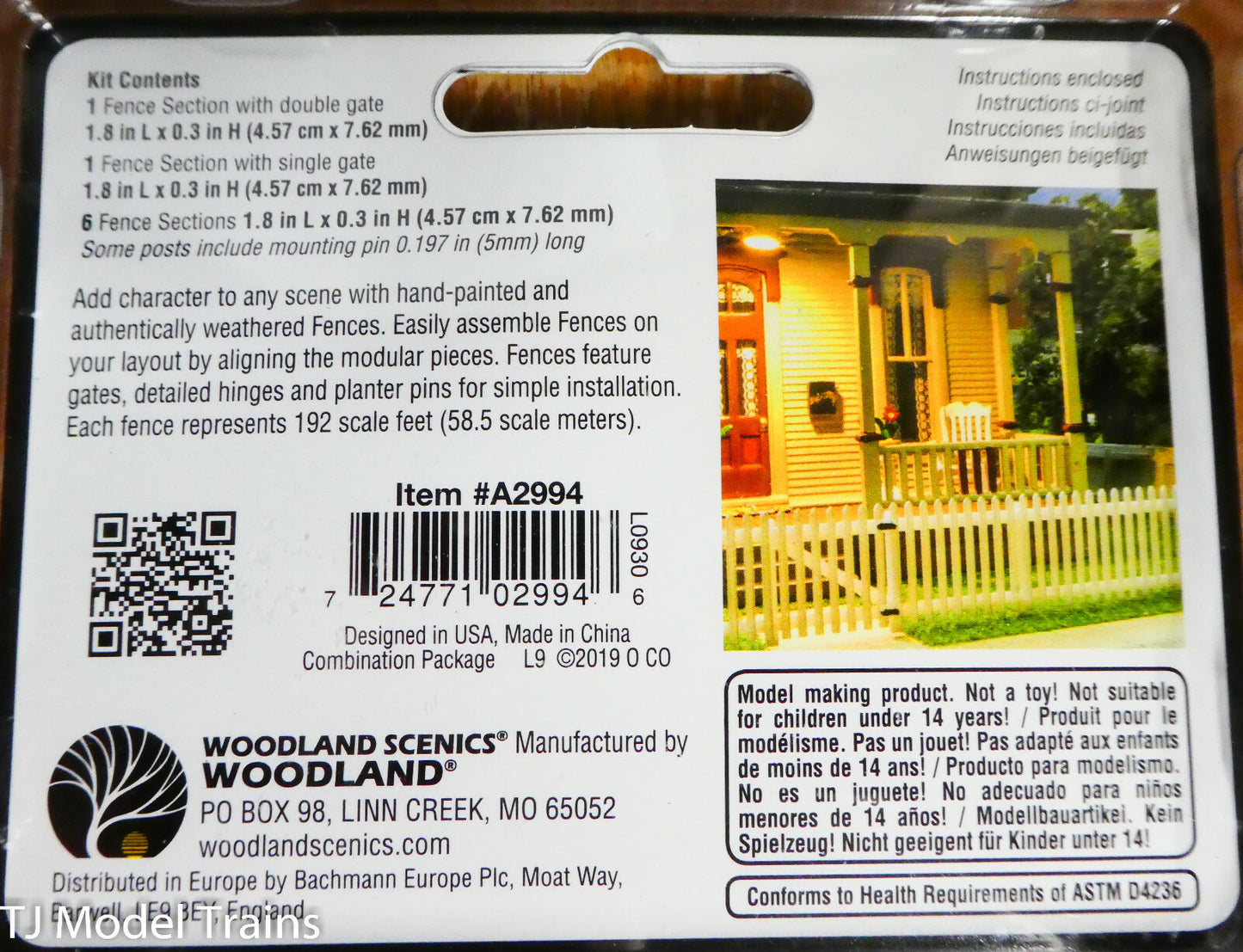 Woodland Scenics N #2994 Picket Fence - Kit with Gates, Hinges & Planter Pins --