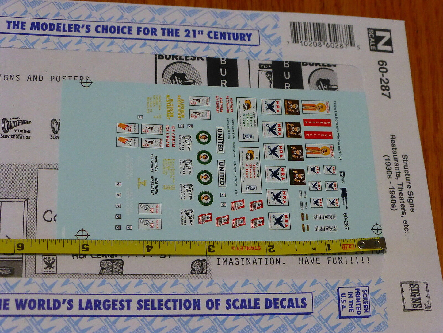 Microscale Decal N #60-287 Structure Signs Restaurants, Thearters, Etc.(1930-40s