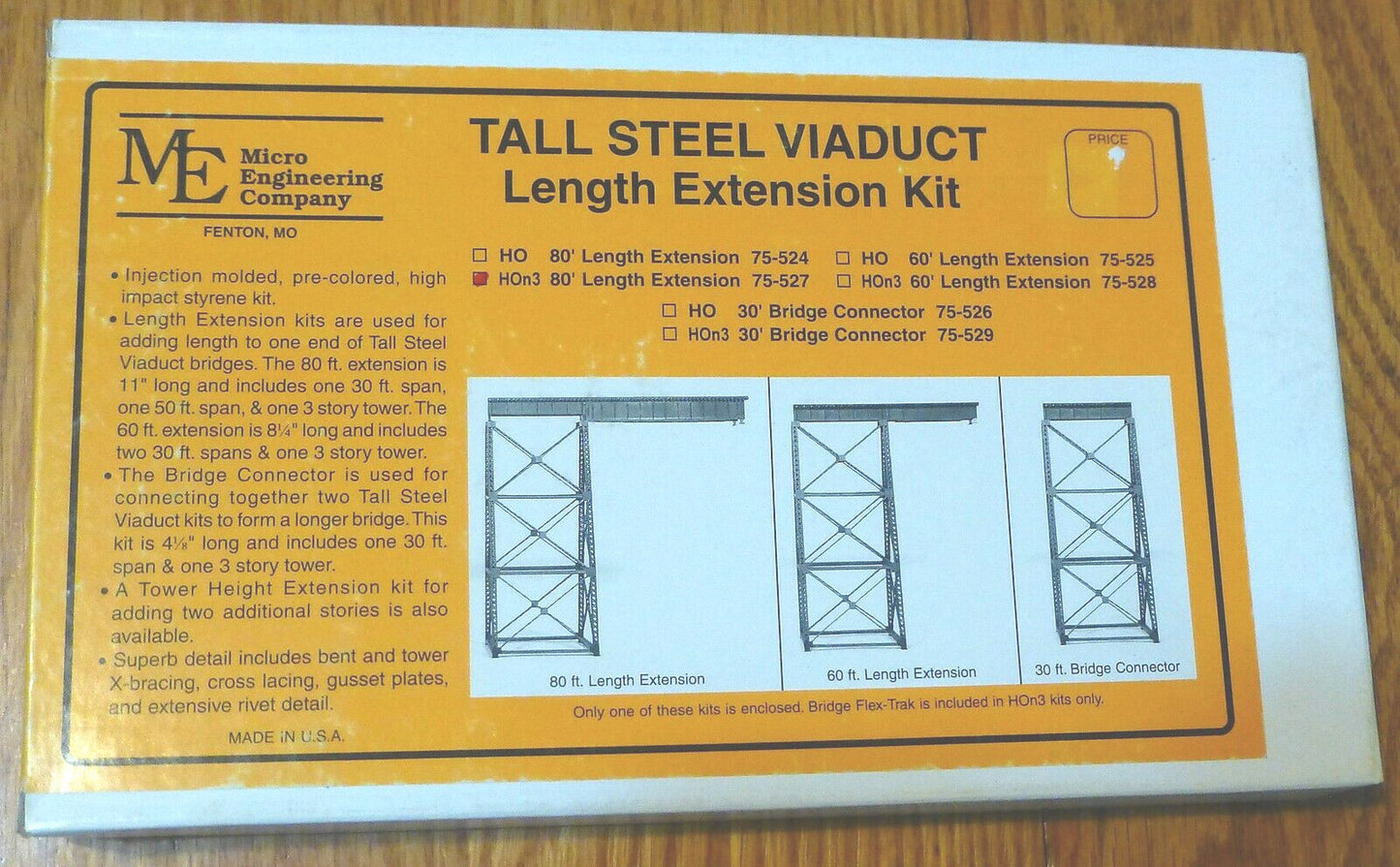 Micro Engineering Company HOn3 #75-527 Tall Steel Viaduct Length Extension - 80'