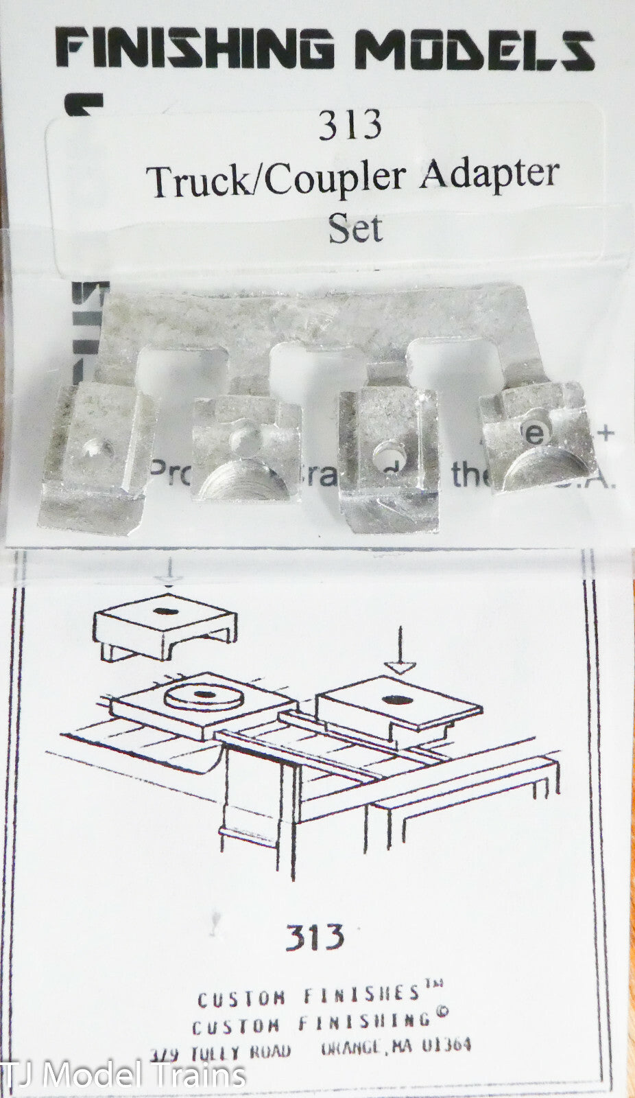 Custom Finishing Models HO #313 Truck/Coupler Adapter Set (White Metal)