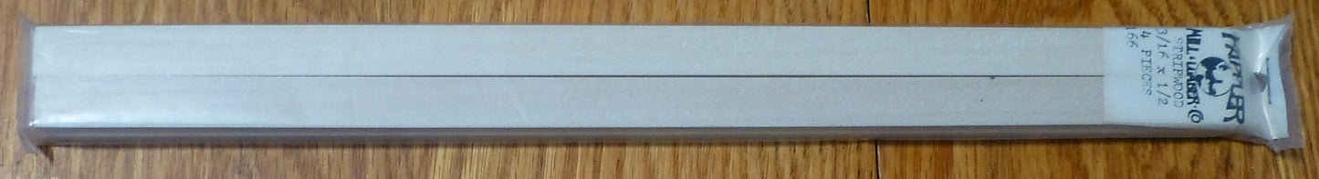 Kappler Mill Lumber Co. #166 (3/16 x 1/2 x 12") Stirpwood (4 Pieces on Package)