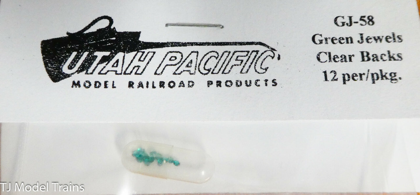 Utah Pacific HO #58 Green Jewels Clear Backs (12 in Package)