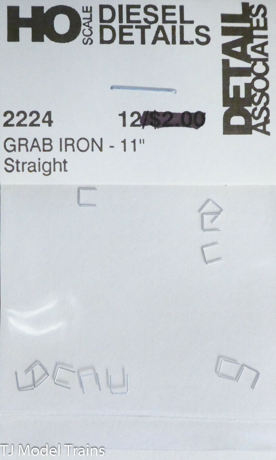 Detail Associates HO #2224 Straight Type Grab Irons -- 11" (package of 12)