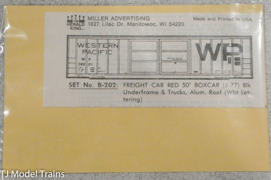 Herald King Decal #B-202 Western Pacific 50' Fre (6-77) White Lettering