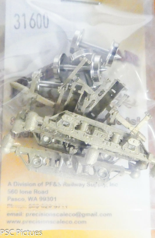 Precision Scale HOn3 #31600 Trucks, Pass Car, w/26" Wheels, 5'-0" WB (Brass)