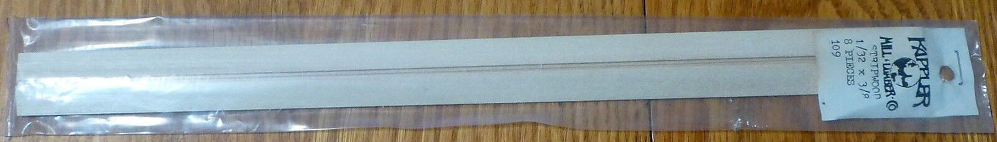 Kappler Mill Lumber Co. #109 (1/32 x 3/8 x 12") Stripwood (6 Pieces in Package)