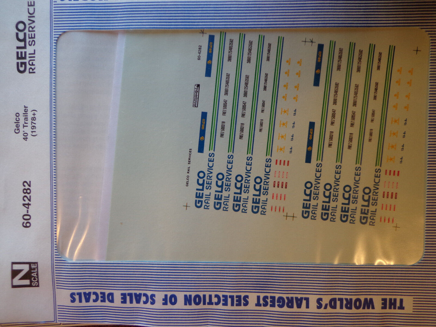 Microscale Decal N #60-4282 Gelco Rail Services Trailer - 40'