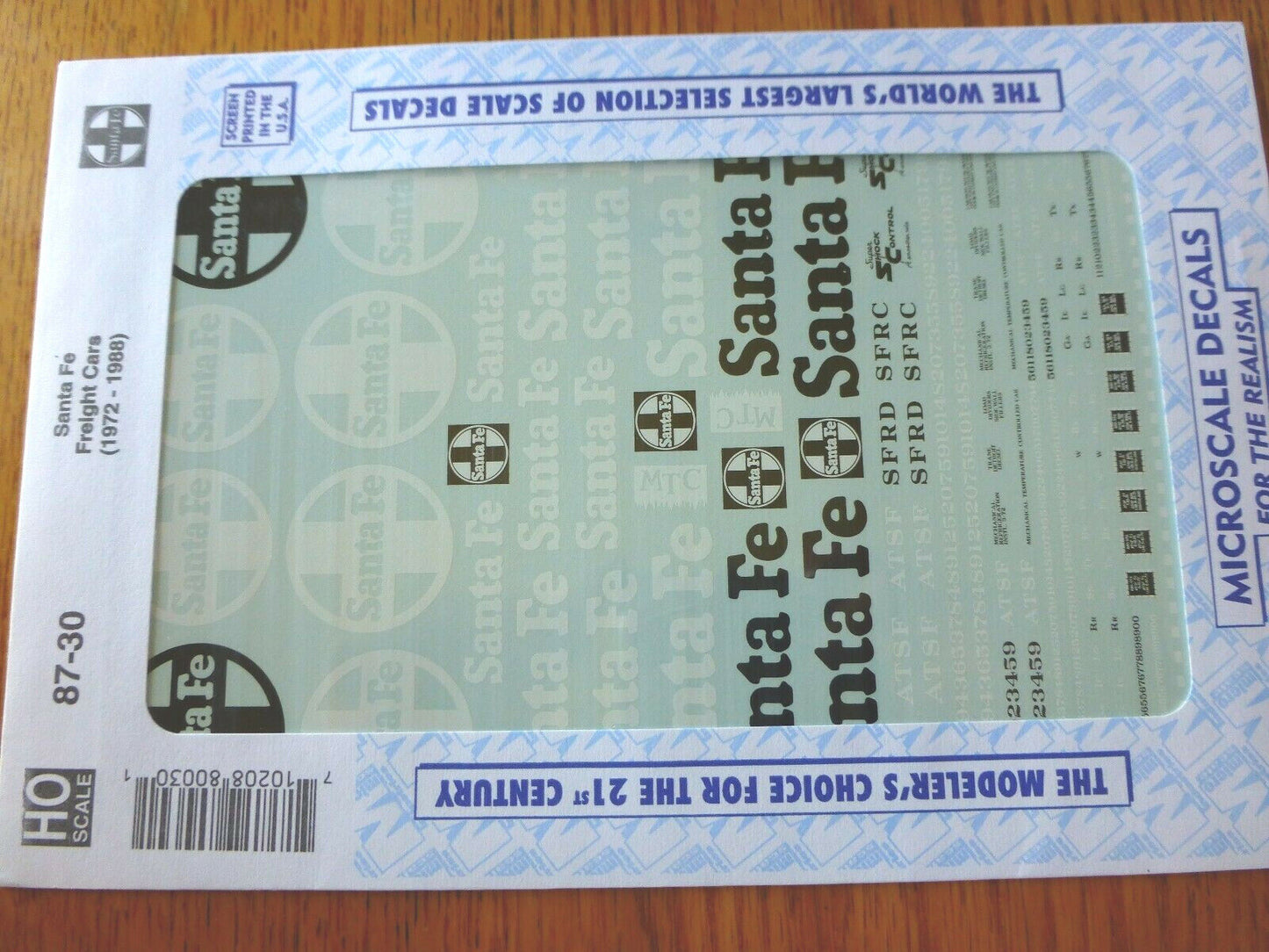 Microscale Decal HO #87-30 Santa Fe Freight Cars (1972-1988) "Freight Car - Box