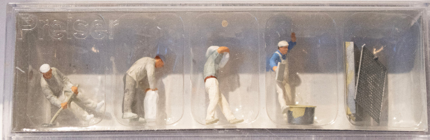 Preiser HO #10654 Plasterers & Cement Workers -- With Accessories pkg(4)