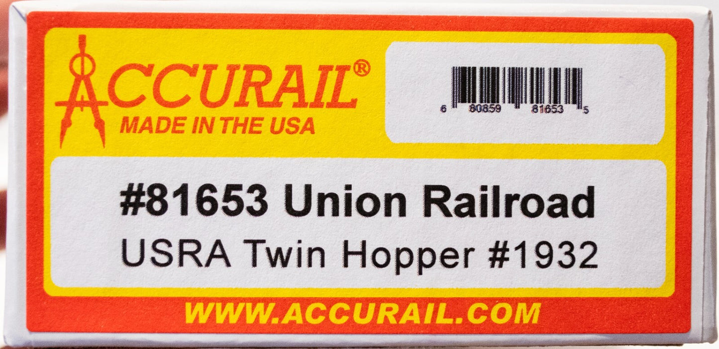 Accurail HO #81653 USRA 55-Ton 2-Bay Open Hopper - Kit -- Union Railroad #8640 (